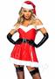 Leg Avenue Naughty Santa Off The Shoulder Vinyl Dress With Tie Back Halter Straps, Belt And Santa Hat (3 Pieces) - Small - Red/white